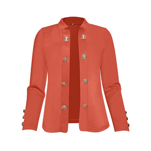 Plus Size Women's Solid Color Double Breasted Long Sleeve Top - Button Cuff Casual & Office Wear
