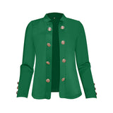 Plus Size Women's Solid Color Double Breasted Long Sleeve Top - Button Cuff Casual & Office Wear