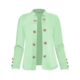 Plus Size Women's Solid Color Double Breasted Long Sleeve Top - Button Cuff Casual & Office Wear